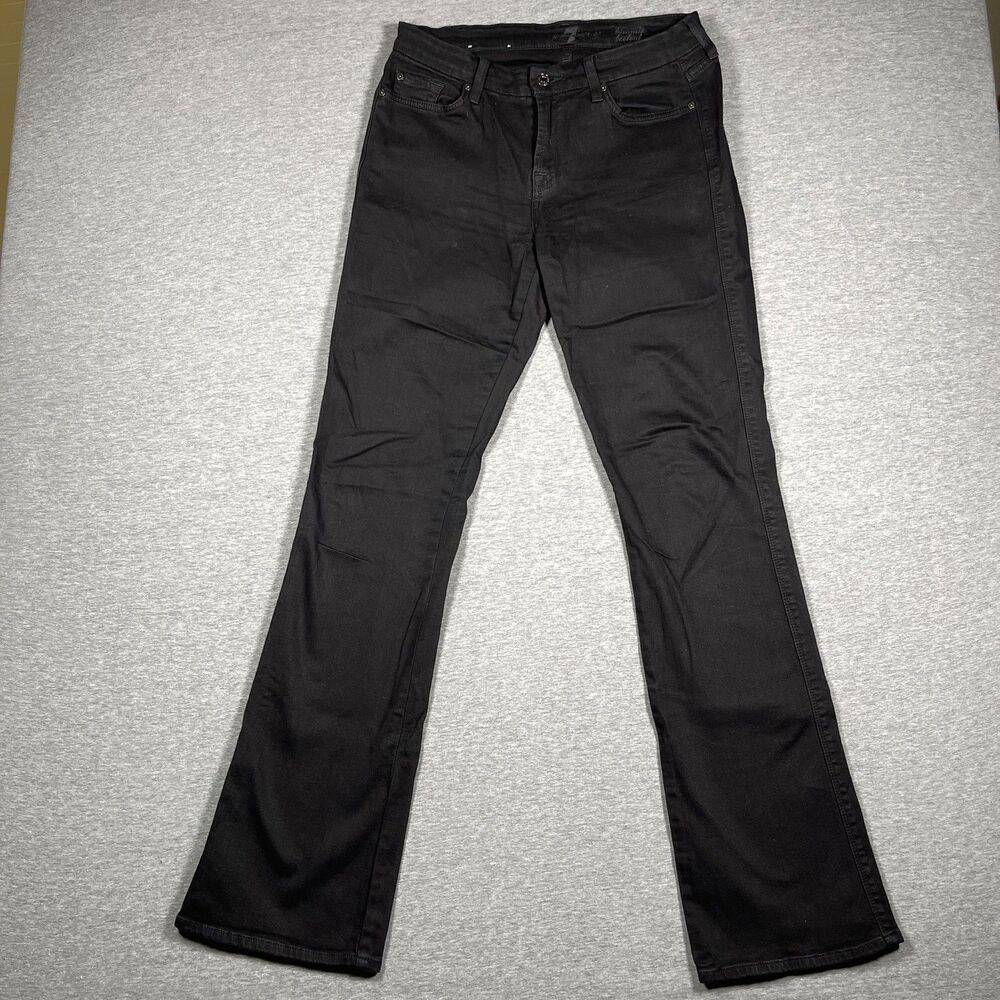 7 For All Mankind Jeans Womens 29 Black Bootcut Slim Mid Rise Stretch Dark Wash